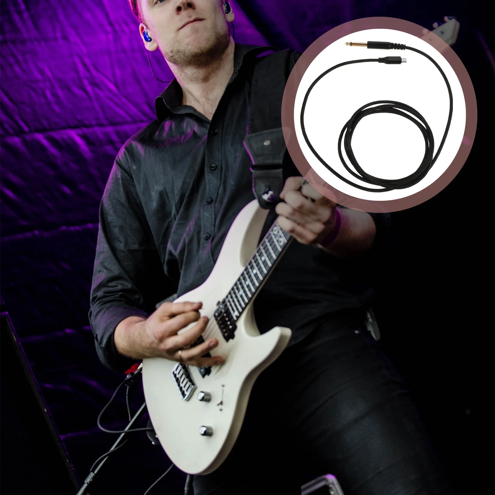 USB Type-C إلى 6.35 مللي متر كابل الصوت أداة المدمج في رقاقة مستقرة واضح كابل تسجيل الصوت لأسلاك الغيتار الغيتار #1