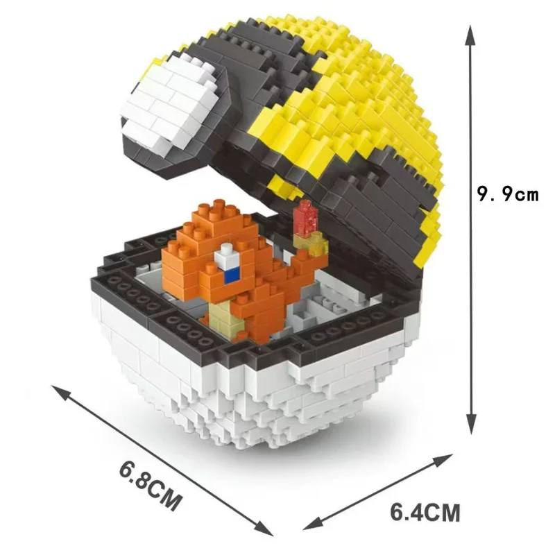 Bloques de Construcción Chinos de Pokemon Pokeball Pikachu, Miniatura de Partículas Pequeñas, Juguete de Ensamblaje para Adultos y Niñas, Rompecabezas 3D