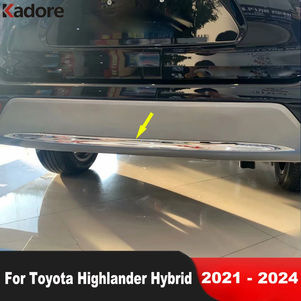 Rear Bottom Bumper Cover Trim For Toyota Highlander Hybrid 2021-2023 2024 Chrome Tailgate Door Lip Molding Strip Car Accessories