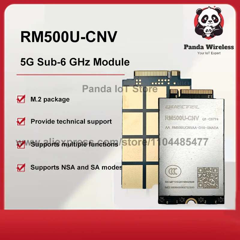 Free ship 1PCS Quectel RM500 Series RM500U-EA RM500U-CNV Sub-6 GHz IoT/eMBB module supports NSA and SA mode 5G/4G/3G M.2