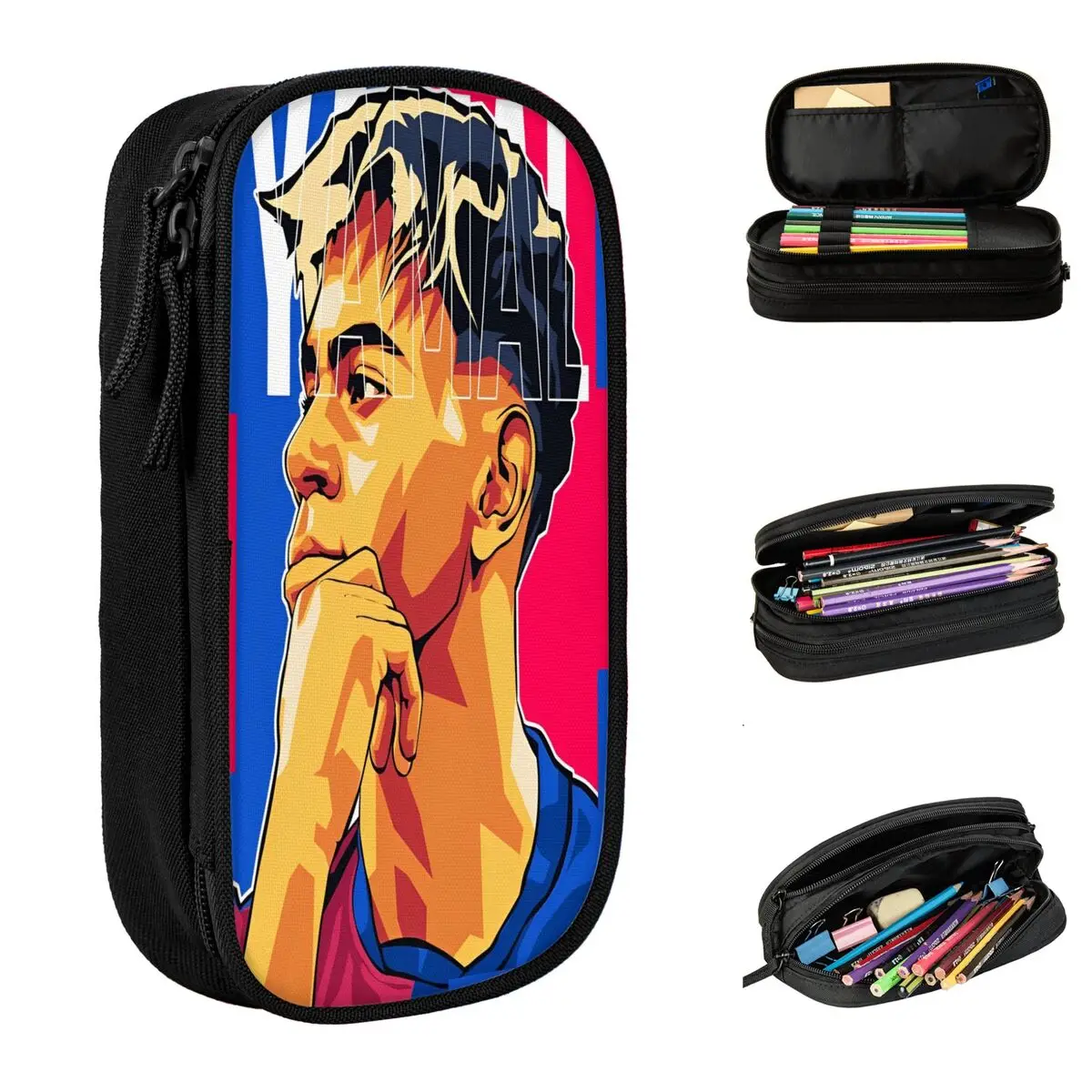Creative Oil Painting Version Lamine Y-Yamal Pencil Cases Pencil Box Pen Large Storage Bag Students School Zipper Stationery