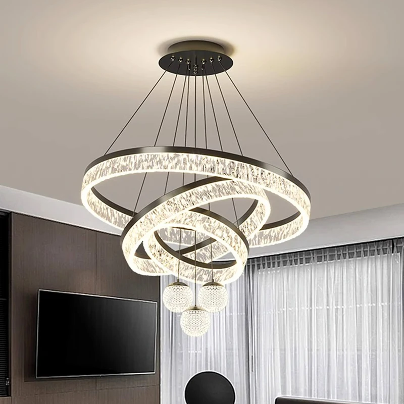Italian Chandelier High End Light Luxury Living Room Lamp New Ring Living Room Main Lamp Modern Simple Lighting Changeable