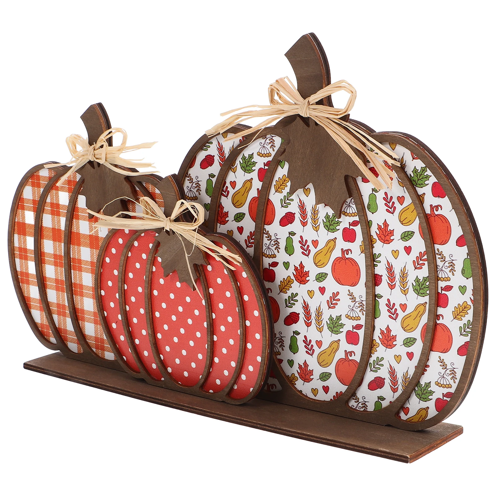 

3D Wood Pumpkin Decor Set of 3 Rustic Handmade Fall Thanksgiving Ornament Autumn DIY Props Wood Pumpkins Decor