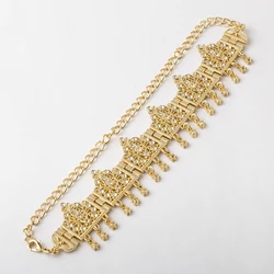 Moroccan Fringe Gold Color Hair Jewelry Algerian Bridal Head Chain Metal Party Favor White Crystal Drip glazed jewelry