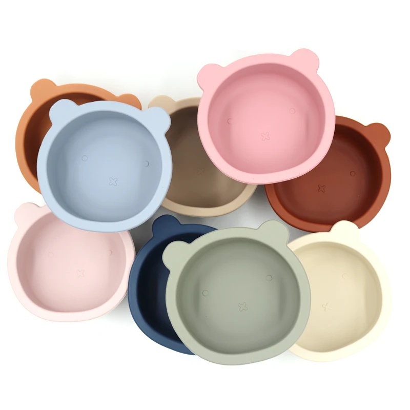 300ml Silicone Bear Shaped Bowl Baby Feeding Tableware Sauction Cartoon