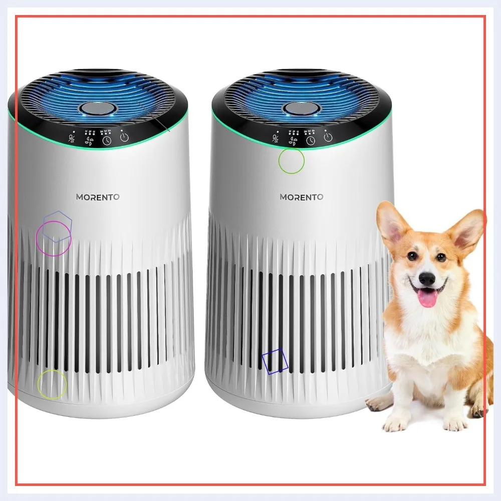 

Small Air Purifier with Sleep Mode, Fragrance Sponge & Blue Light - 23dB Quiet for Bedroom, Smoke, Pet Dander - 2 Pack White
