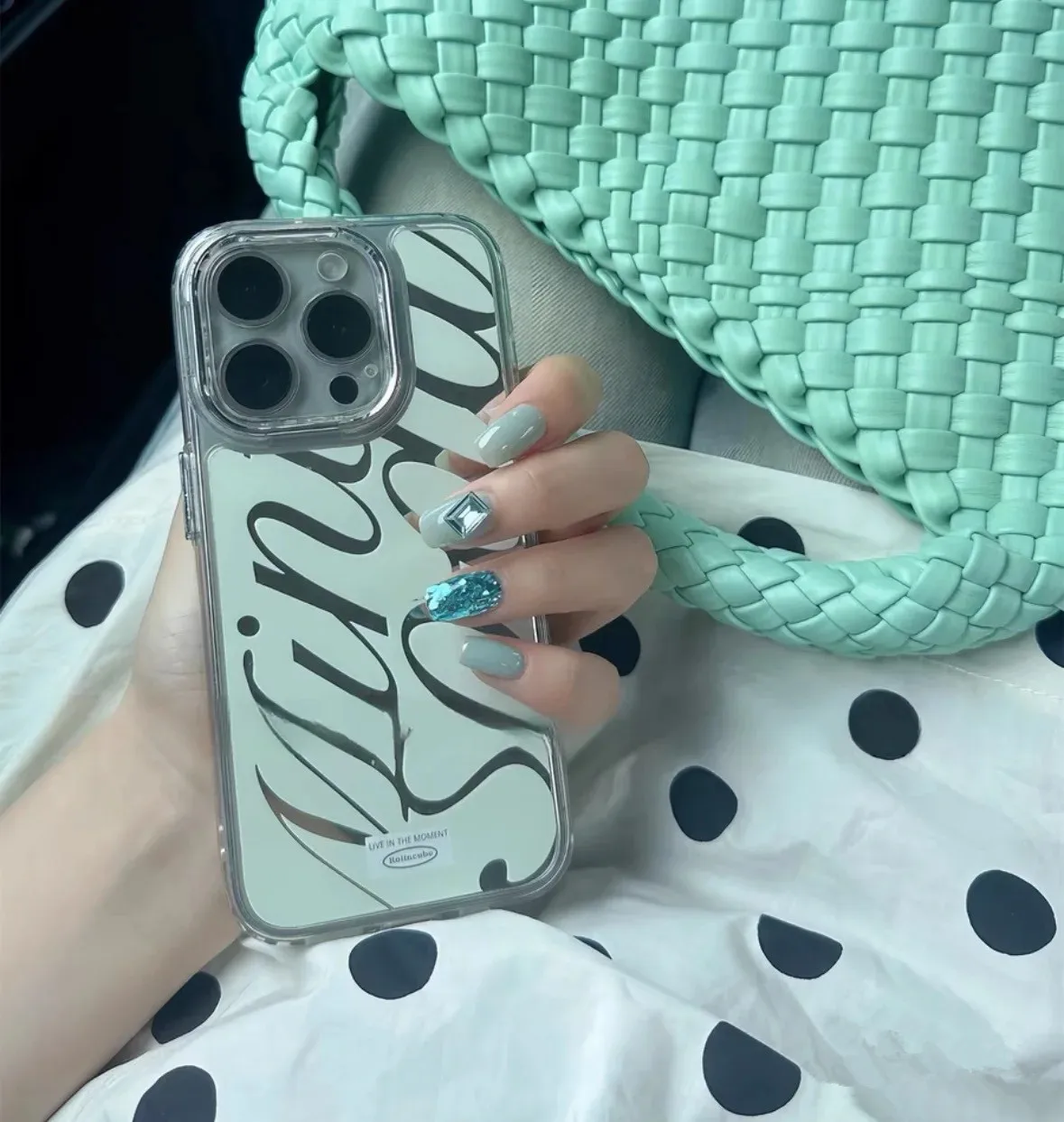 Funda metálica para iphone con espejo verde plateado con marco transparente, cubierta cromada a prueba de golpes para iphone16/15/14/13 Pro Max Plus/12/11