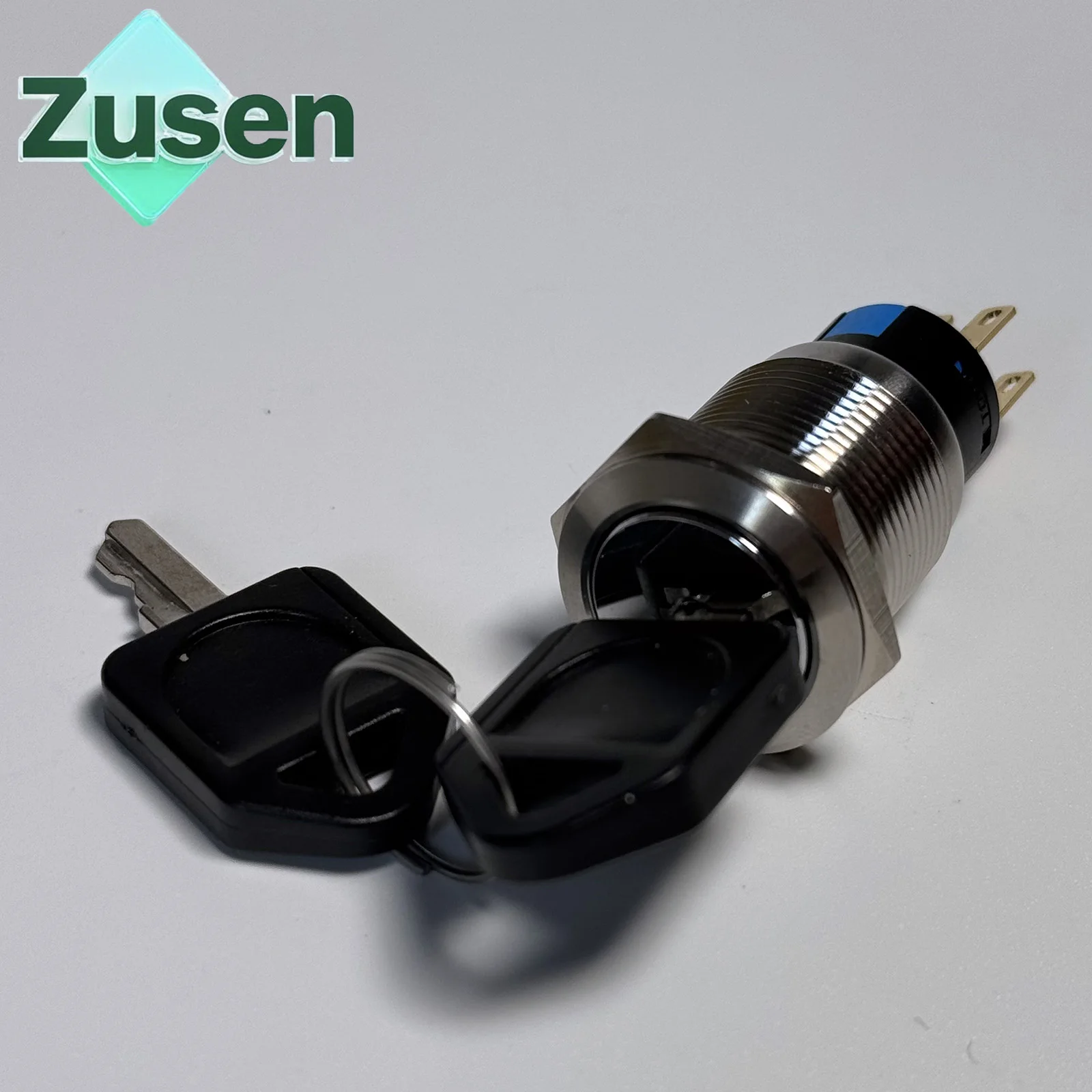 Zusen 19mm Metal Key Switch 3Positions IP65 Waterproof Fixed Push Button Switch for Electronics