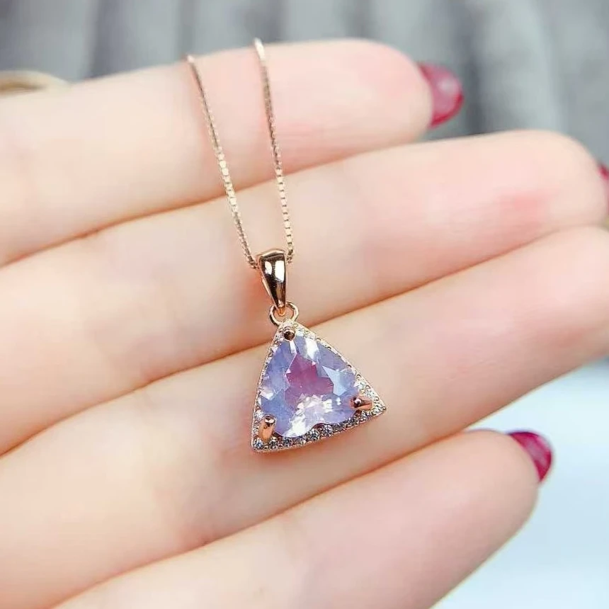 

Small 925 Silver Pendant Natural Amethyst Pendant 8mm Genuine Amethyst Silver Necklace Pendant