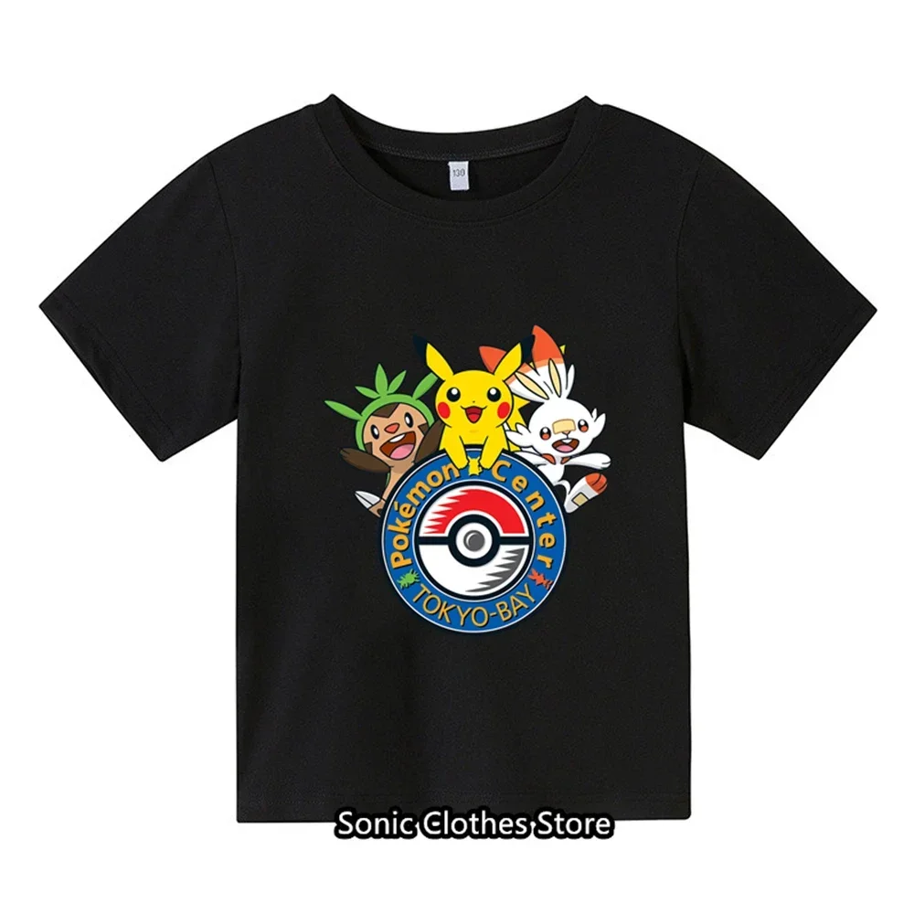 2024 Summer 3-14 Children\'s Pocket Monster Fashion Clothing Boys Short sleeved Pikachu T-shirts Girls Fashion T-shirts