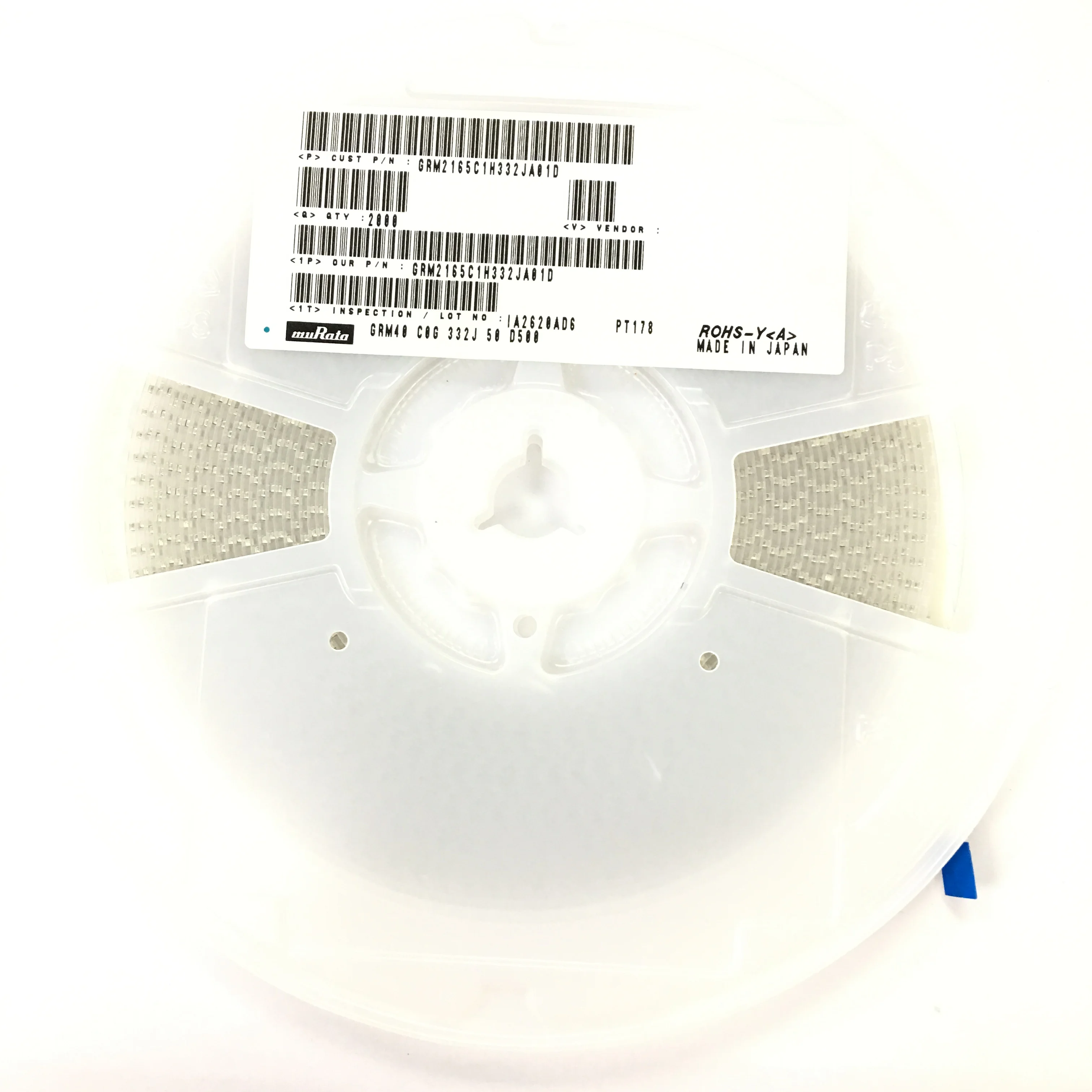 Tampa original Grm2165c1h332ja01d, 3300PF 50V 5%, C0g Np0 0805, novo, em estoque, 10pcs