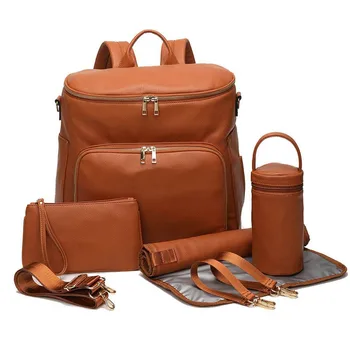 PU deri bezi çanta sırt çantası büyük kapasiteli seyahat taşıma çantası annelik çanta arabası organizatör Nappy değiştirme çanta bezi ped