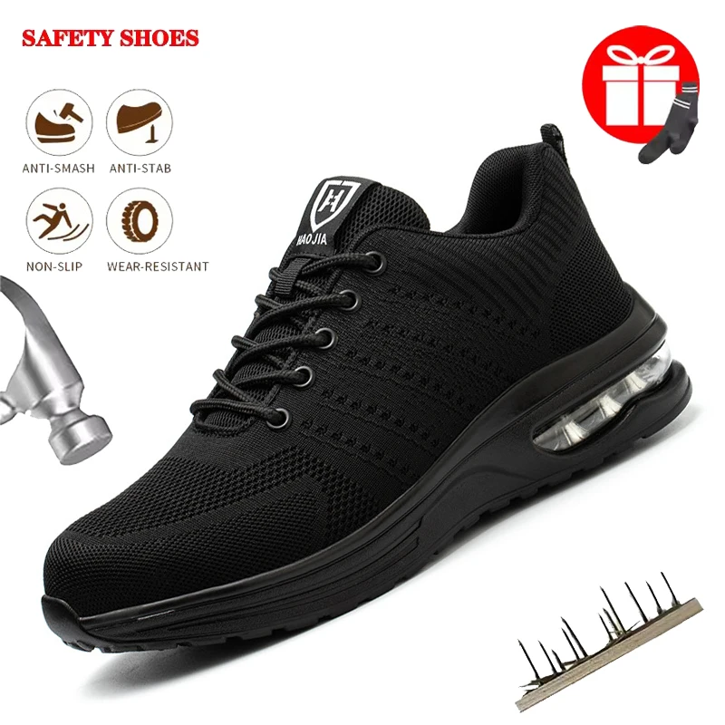 Fashion Safety Shoes Men Boots Steel Toe Shoes Men Puncture-Proof Work Sneakers Male Shoes Work Boots Indestructible Footwear