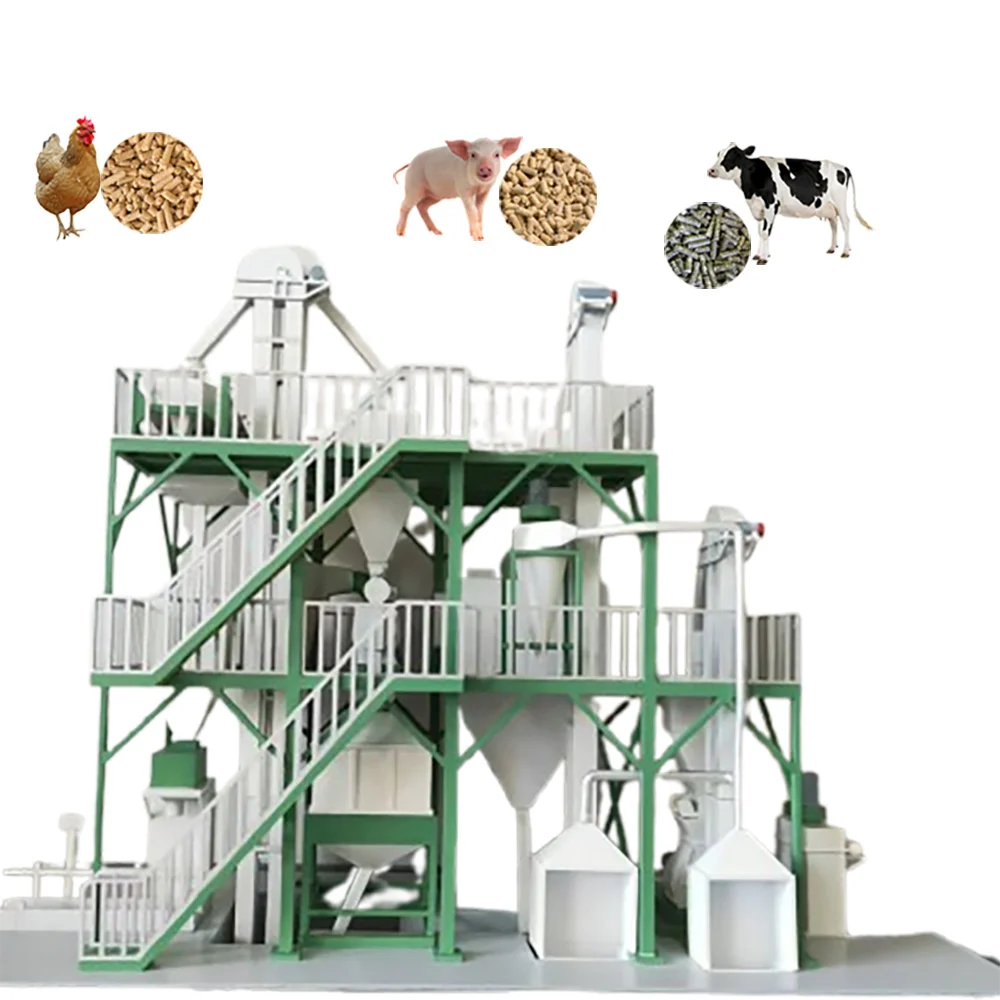 Mill Plant/ Processing Machine for Cow Pig Chicken Poultry Pellet Feed Production Line/small