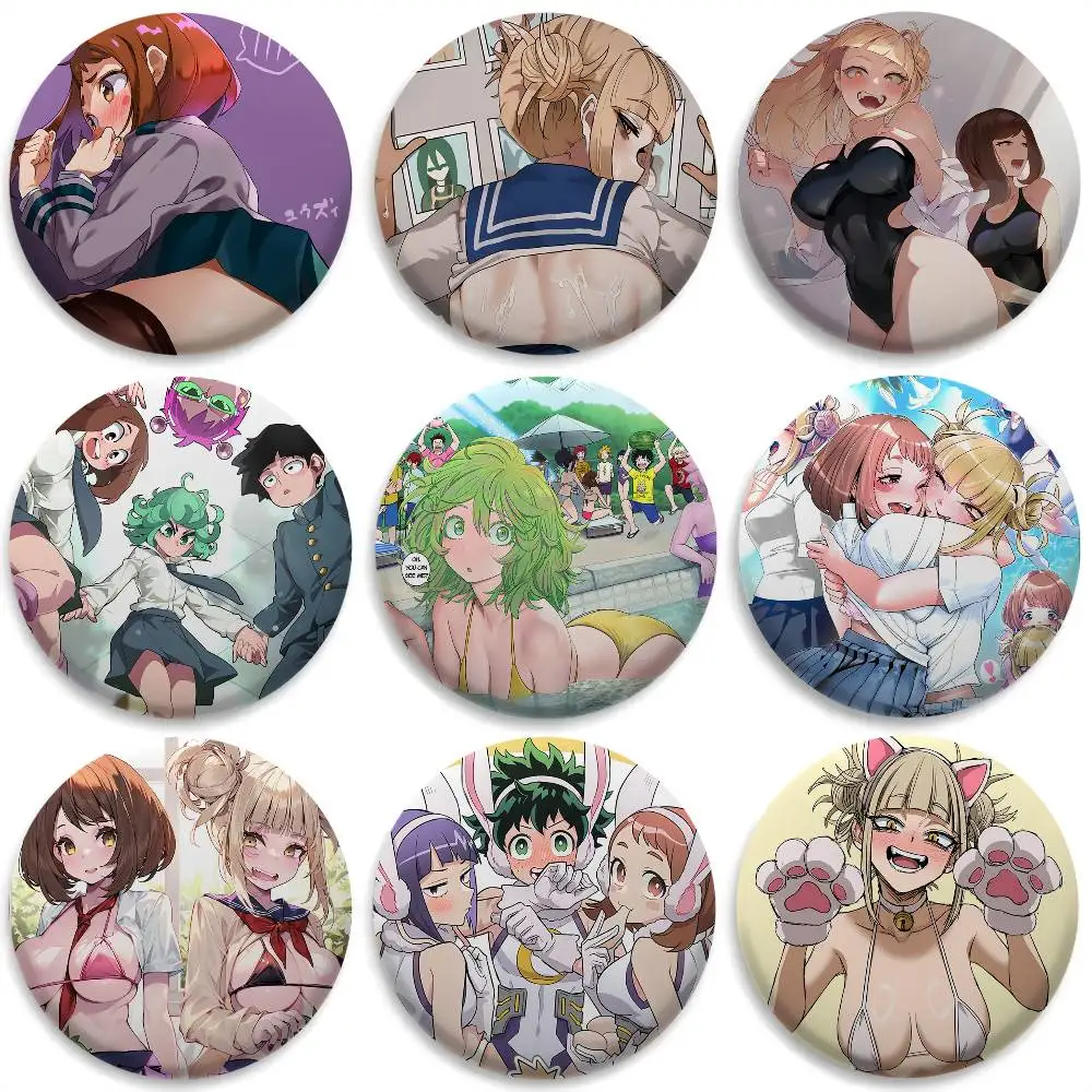 

Ochaco Uraraka H-Hero Academia Badges Round Exquisite Badge Brooches Creative Pins For Clothes Hat Backpack Gift Accessories