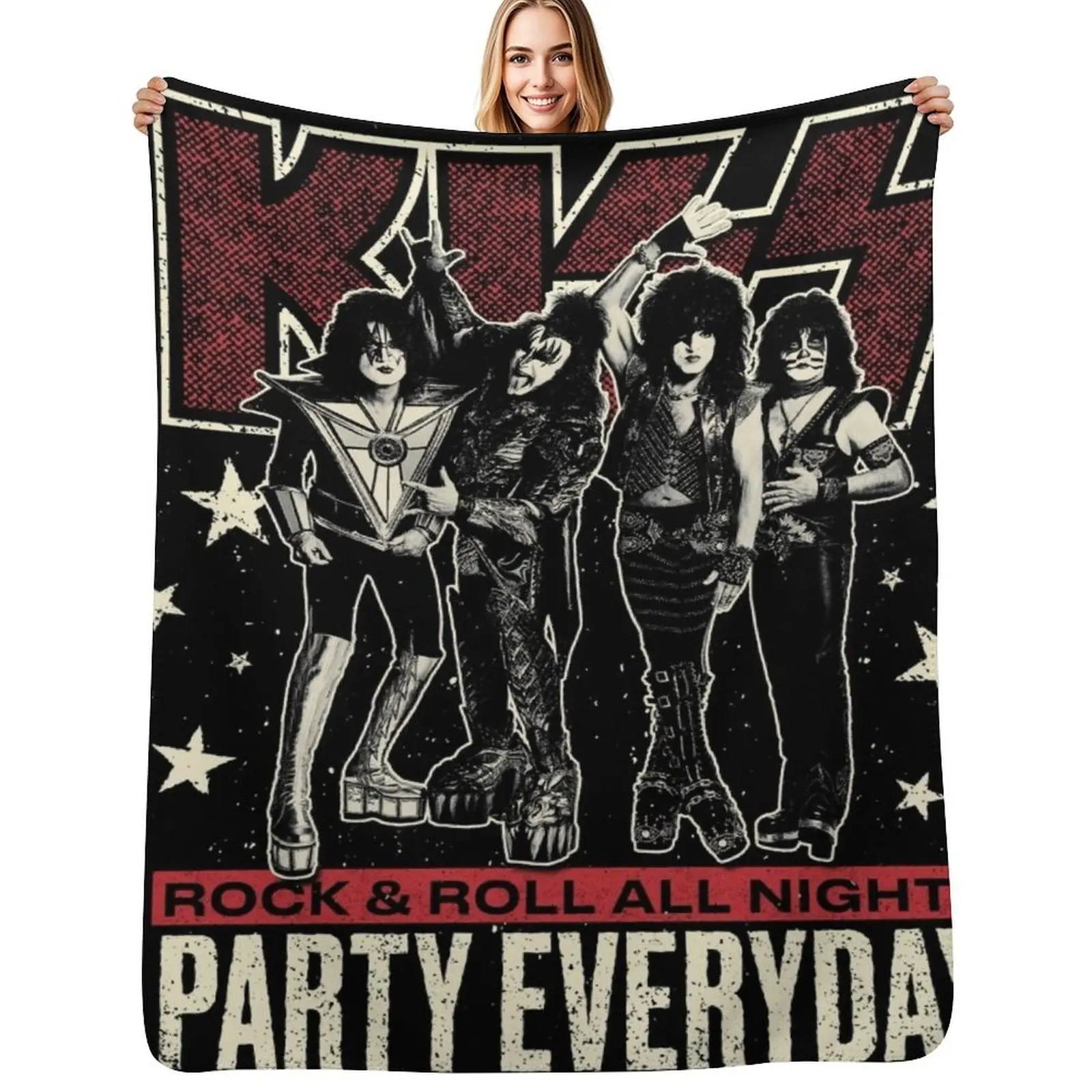 

KISS - ROCK AND ROLL ALL NIGHT & PARTY EVERYDAY ! Throw Blanket christmas decoration heavy to sleep halloween Blankets