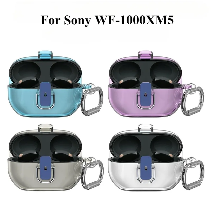 

Secure Lock Clear Case For Sony WF-1000XM5 Protector Hard Shell Case Shockproof with Keychain For Sony WF-1000XM5 Cases