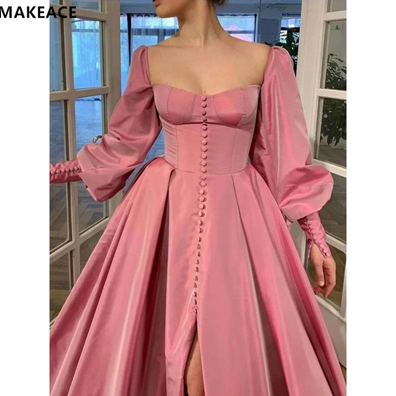 Vestidos de novia de corte en A para mujer, color rosa brillante, sin tirantes, con cordones, largo hasta el suelo, satén, Formal, vestido de fiesta de boda personalizado, 2023