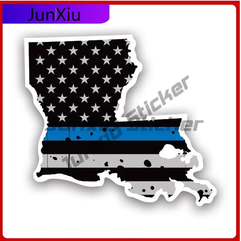 

Distressed Thin Blue Line Louisiana State Shaped Subdued Us Flag Sticker Uv Protected Decals Police Law Enforcement La State