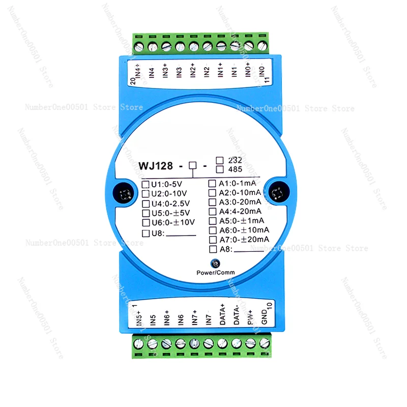 8-Way 4-20mA to 485 Converter 0-5v to RS232 Acquisition Module ± 10V Analog Signal Modbus