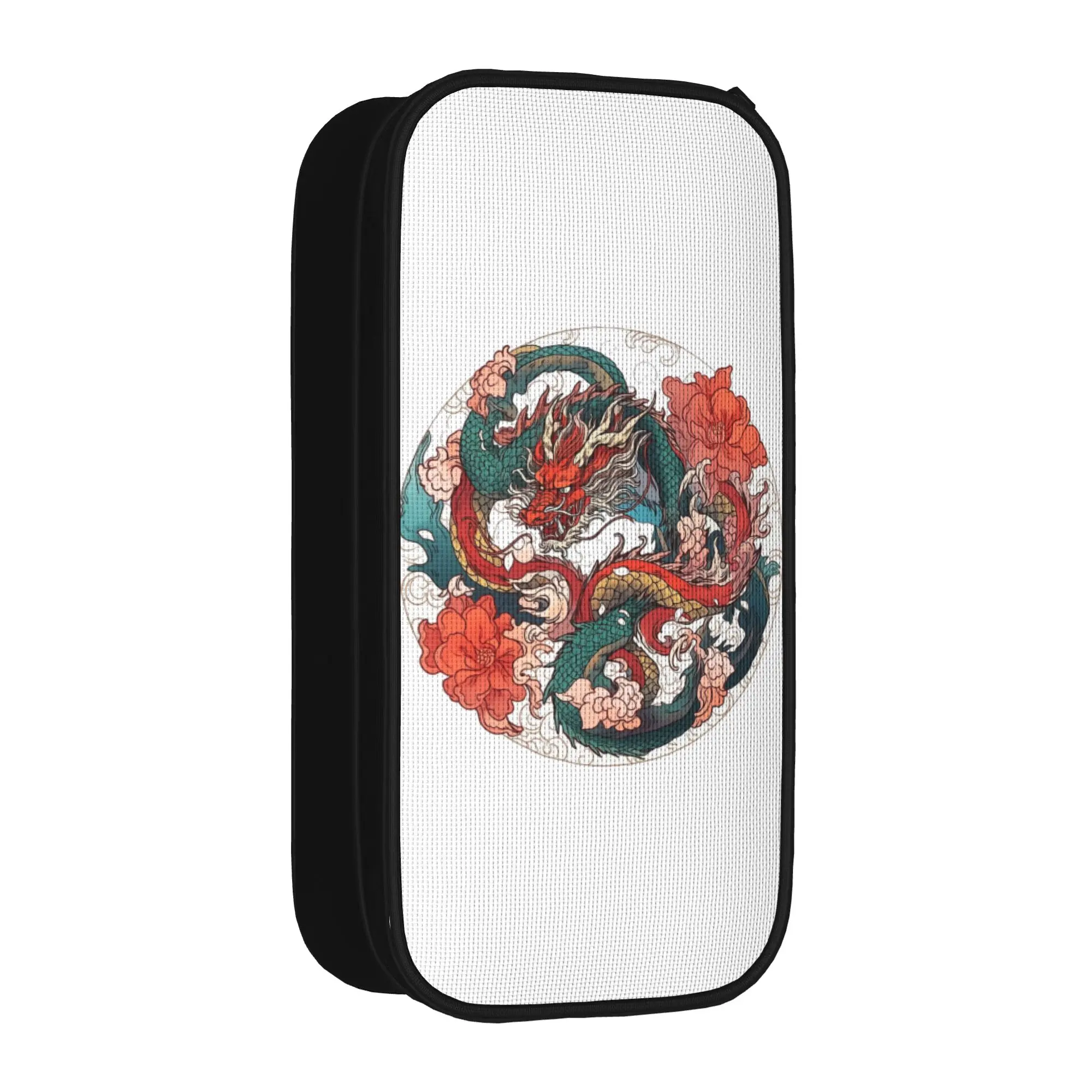 Japanese Dragons Flowers Cherry Blossom Pencil Cases Sakura Pen Holder Bag Girl Boy Large Storage School Pencil Box Stationery