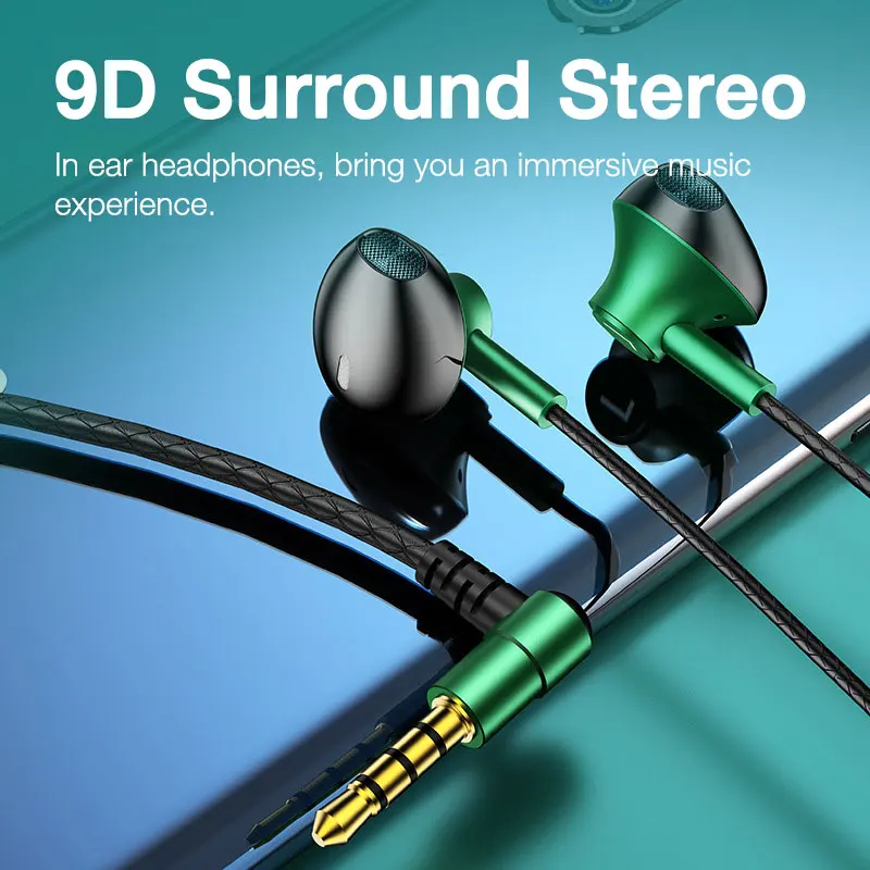 EARDECO 3.5mm Wired Headphones 9D Bass Wired Earphone Headphone Headset Stereo Earbuds Inear with Mic Earphone for Xiaomi Huawei