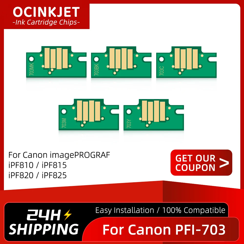 

5Colors For Canon PFI-703 PFI703 Ink Cartridge Chip For imagePROGRAF iPF810 iPF815 iPF820 iPF825 Printer Reset Chips