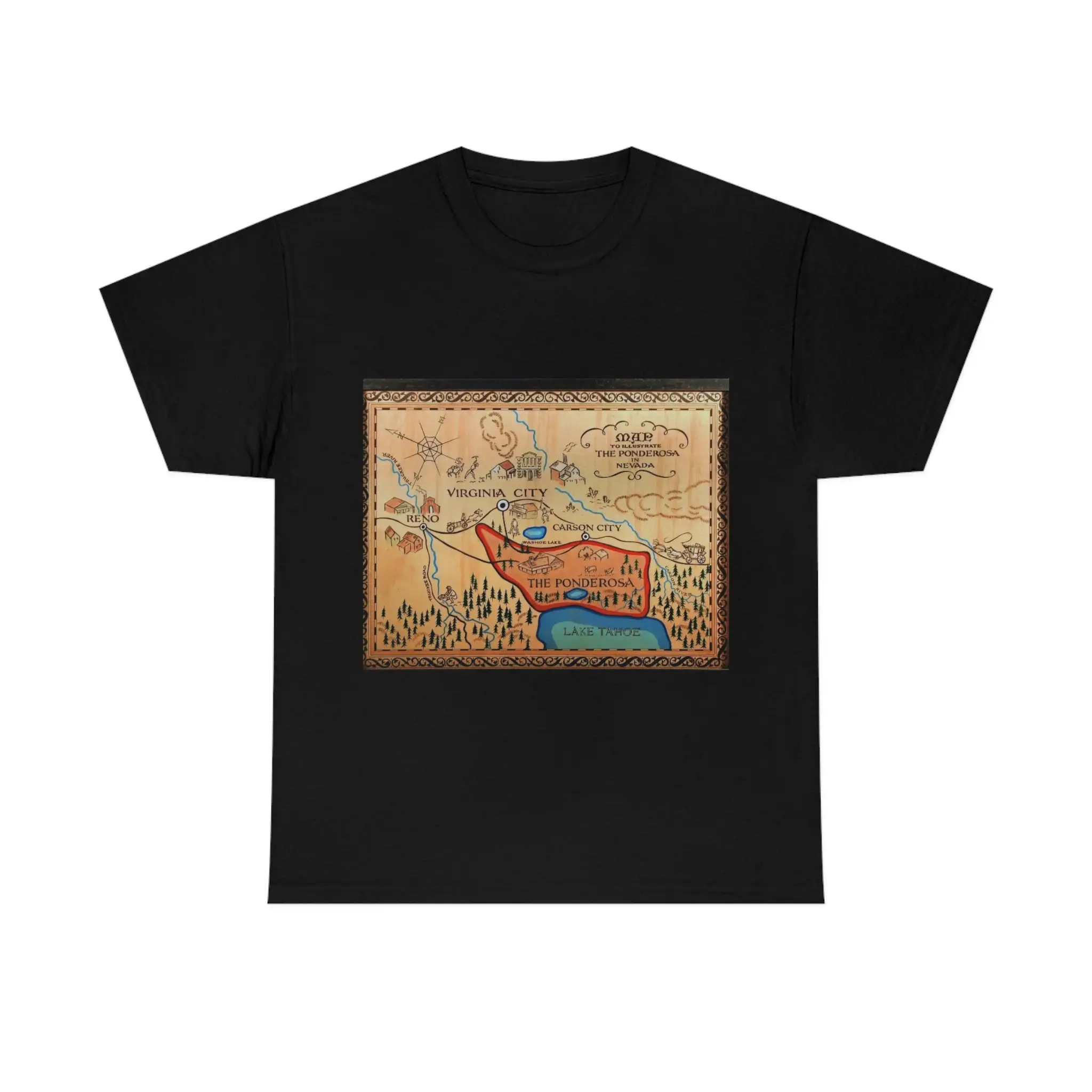 Vintage TV Westerns Bonanza Map of Ponderosa T Shirt