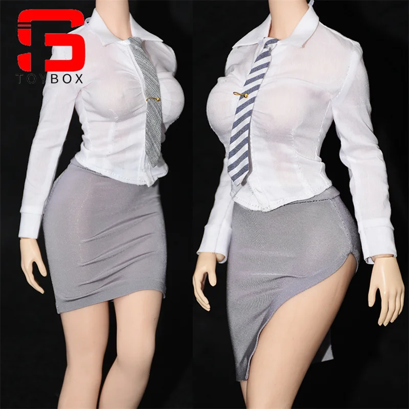 In Stock 1/6 Scale Office Lady White Shirt Working Skirt Clothes Model Fit 12 Inch TBL Female Soldier Action Figure Body Dolls