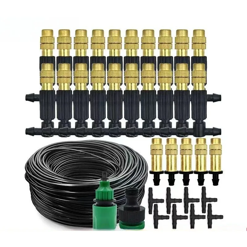Adjustable Brass Atomizing Nozzle Set Automatic Flower Watering Sprinkler Cooling Spray Kit Household Garden Plant Irrigation