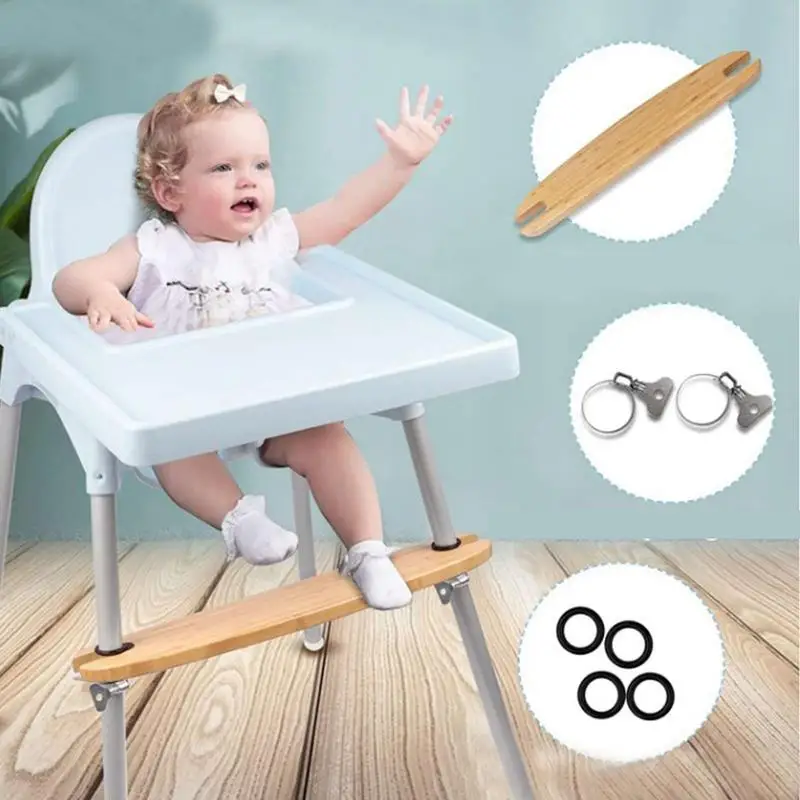 Baby High Chair Footrest Natural Bamboo Wooden Infant Seat Foot Rest Non-slip Stable Highchair Accessories Kids Babies supplies