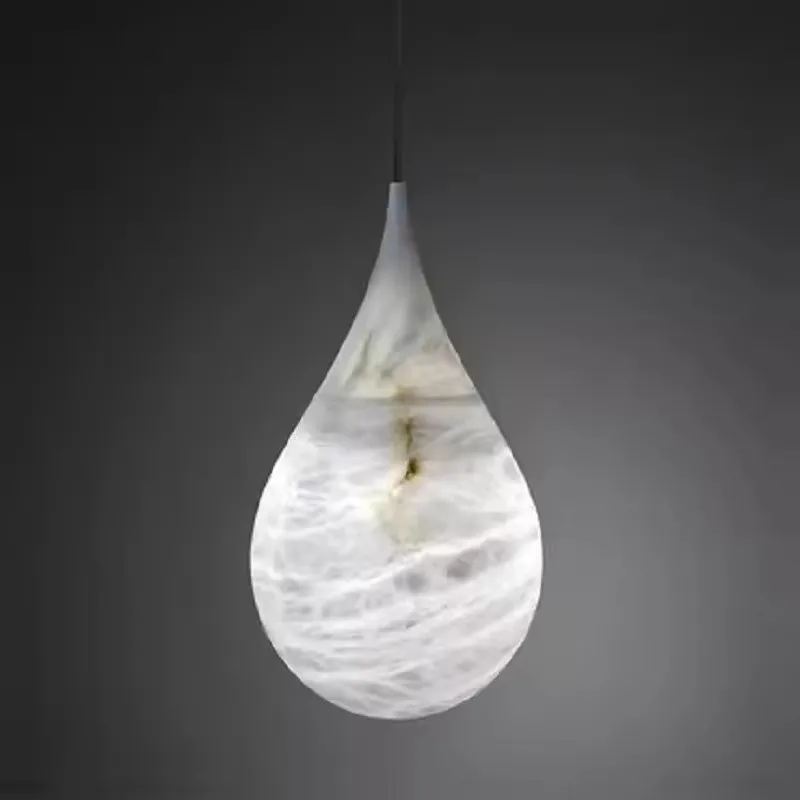 Modern minimalist copper marble bedside lamp designer restaurant Spanish water drop hotel ceiling hanging stone room lighting