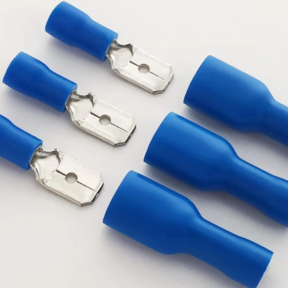 100 قطعة 50 زوجًا 16 14AWG أنثى ذكر موصل الأسلاك الكهربائية معزول تجعيد محطة المجرف الأزرق #5