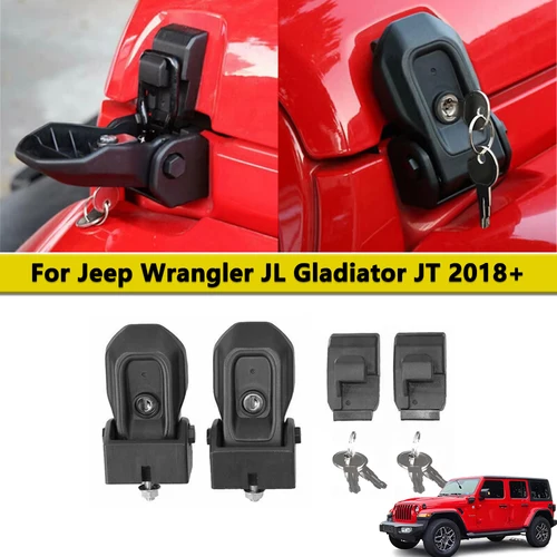 Pestillos de capó antirrobo para Jeep Wrangler JL JLU 4XE Rubicon Sahara Sport Gladiator JT 2018-2023 accesorios exteriores de coche