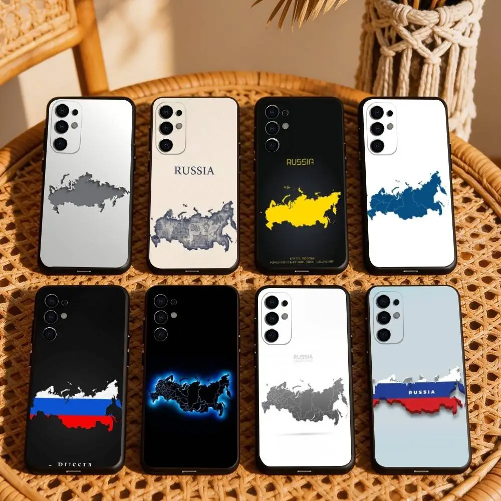 R-Russia M-Map Phone Case For Samsung S25,S24,S21,S22,S23,S30,Ultra,S20,Plus,Fe,Soft Silicone Black Cover