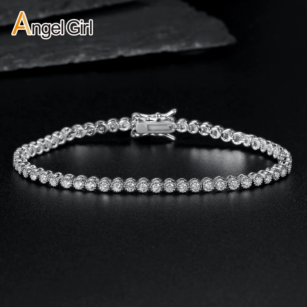 Delicate lace bezels tightly fix moissanite for women’s 4.0mm Round Stone Lace Bracelet within sturdy PT950 platinum shell