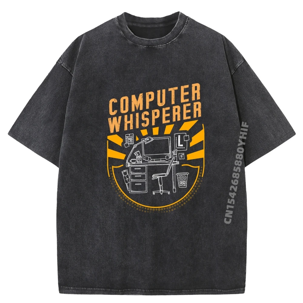 

Computer Whisperer Cotton Graphic Tees Men's Clothing Print T-Shirt Mens Luxury Designer Funky Washed Shirt