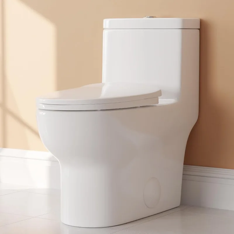 Elongated one-piece toilet, dual flush toilet, comfortable seat height, powerful and quiet, modern standard bathroom toilet