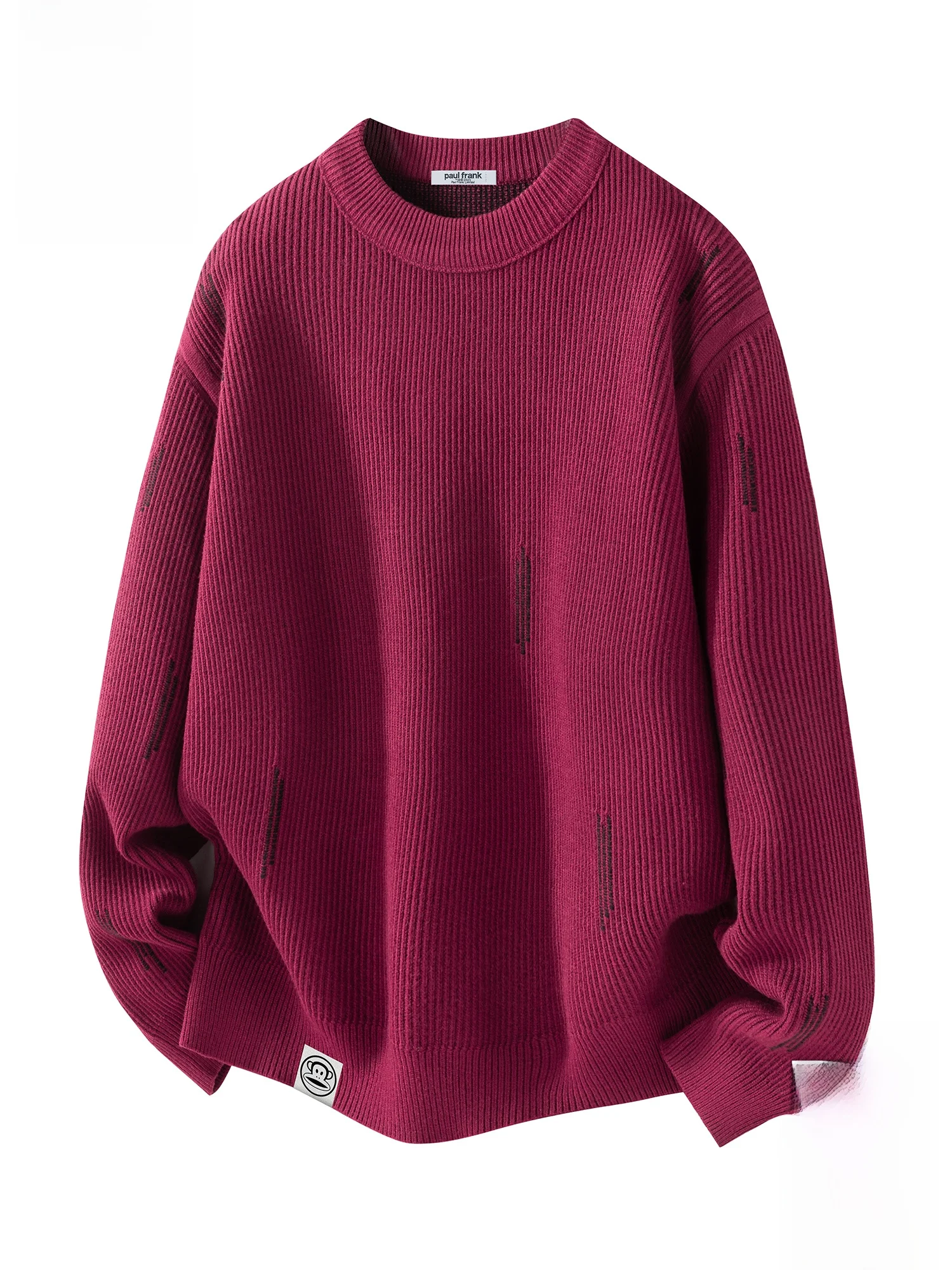 

PaulFrank Spring Luy Year Red round Ne Knitted Loose Men's Sweater Textured Casual Sle Polyester Blend Long Sve Top