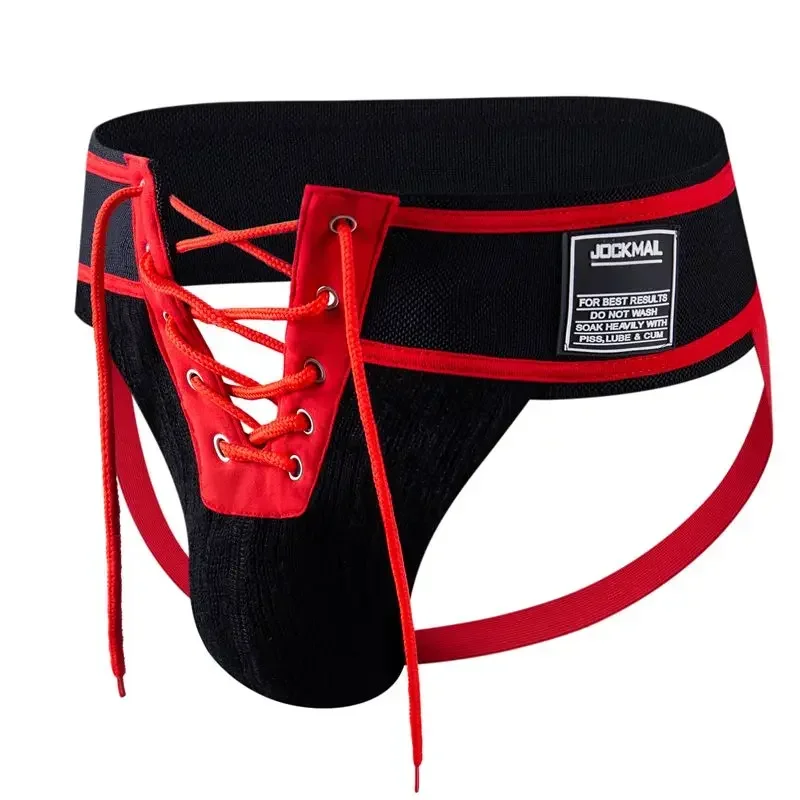 Men\'s Underwear Men Sexy Briefs Jockstrap Front Pouch Open Tether Binding Straps Panties Thongs Underpants Gay Slip Homme Srting