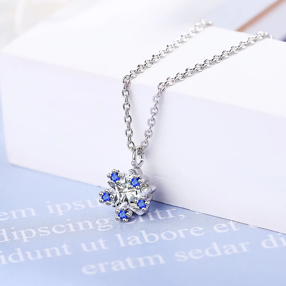 

925 Sterling Silver Snowflake Zircon Pendants Necklaces For Women Luxury Quality Fine Jewelry Accessories Jewellery Argent 925