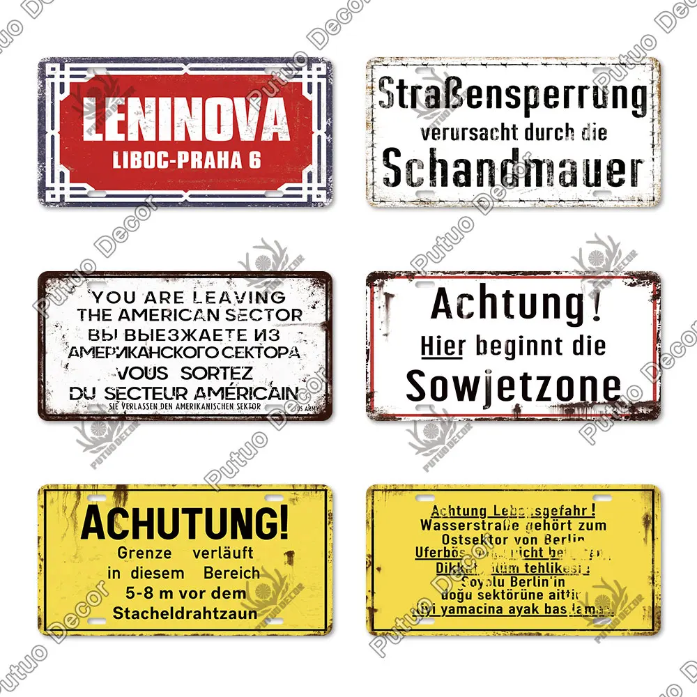 Putuo Decor German War History Metal Sign License Plate Vintage Tin Sign Retro Plate for Man Cave Garage Home Wall  Decoration