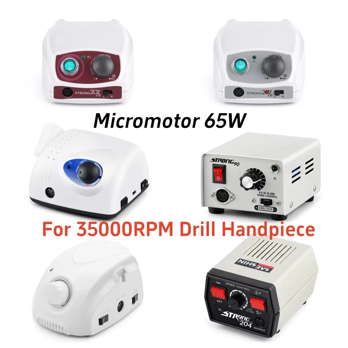 

Strong 210 Marathon Power Control Box 65 Вт Электрическая дрель для ногтей Педальное оборудование для микромотора Наконечник Маникюрная педикюрная машина