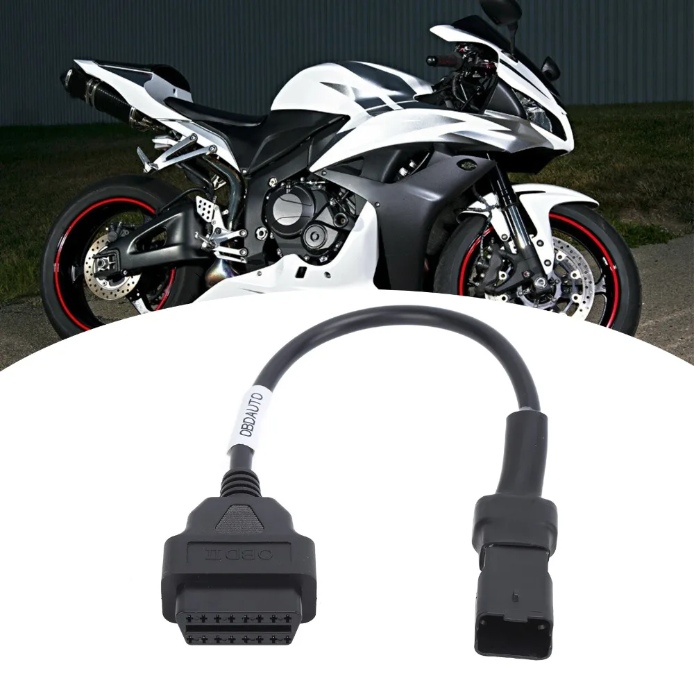 4Pin Male OBD Diagnostic Cable Plug And Play With Label Motorcycle Diagnostic Tool 16Pin OBD2 Female Universal