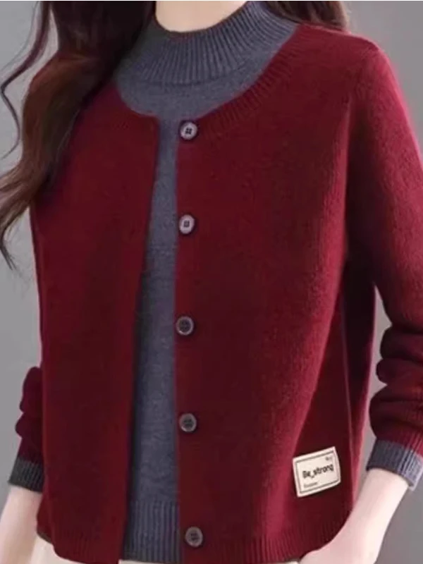 Fashionable Short Women's Knit Sweater Cardigan Spring Autumn Outerwear Inner Match Korean Style Soft Knitted Long Sleeve rou...