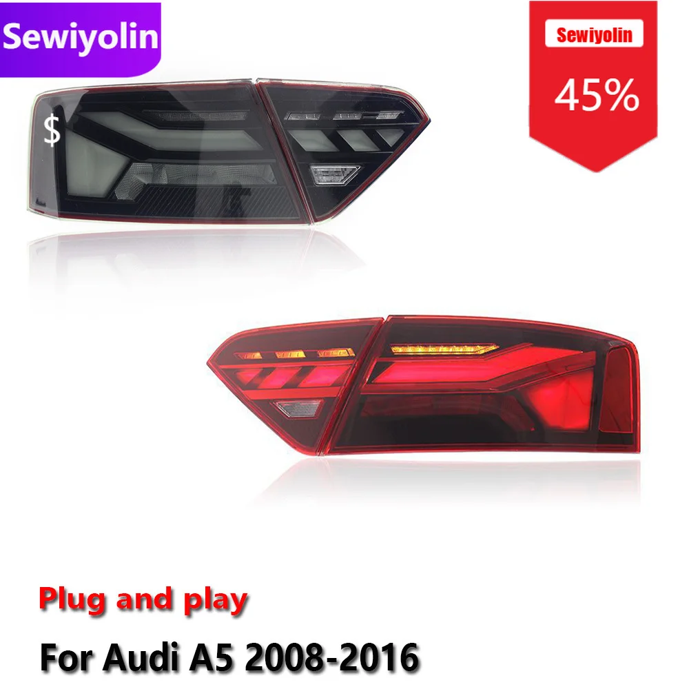

Автомобильные светодиодные фары DRL в сборе для Audi A5 2008-2016, противотуманные фары DRL, стоп-сигнал поворота Plug and Play