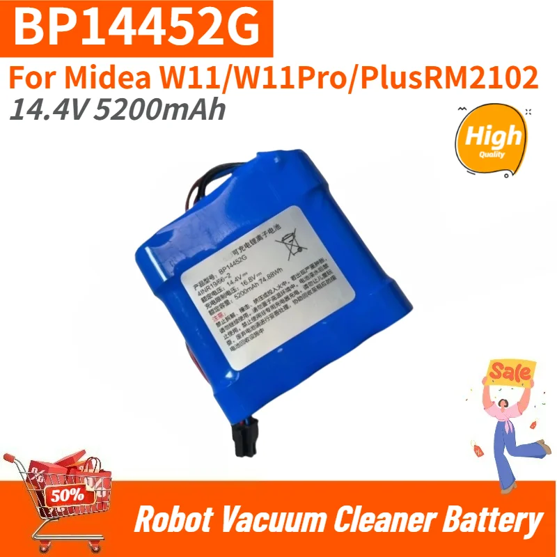 14.4V 5200mAh High Quality Battery BP14452G for Midea W11Pro/PlusRM2102/W11 Robot Vacuum Cleaner Replacement Battery
