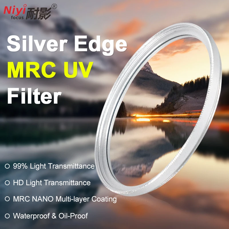 Silver Frame MRC Nano UV Filter 99% Light Transmittance HD Optical Glass Waterproof Anti-Scratch Camera Lens Protection Filter