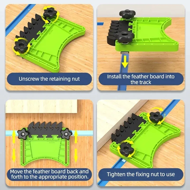 Stable and Safe Anti Slip Woodworking Operation Complete Set of Multifunctional Feather Board with Enhanced Friction Baffle