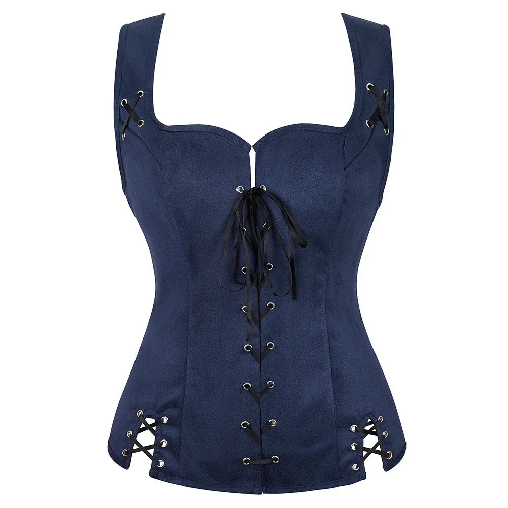 

Новая средневековая замшевая одежда на шнуровке для женщин, Ренессанс, стимпанк, пиратский топ, узкий корсет